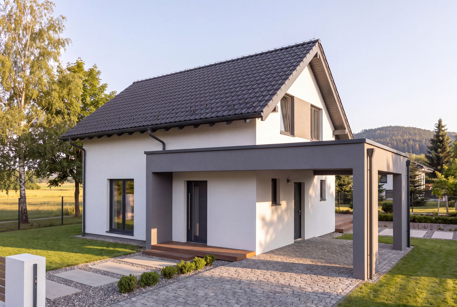Seven Nova Classic 2, Straßenseite mit Zufahrt und Eingang