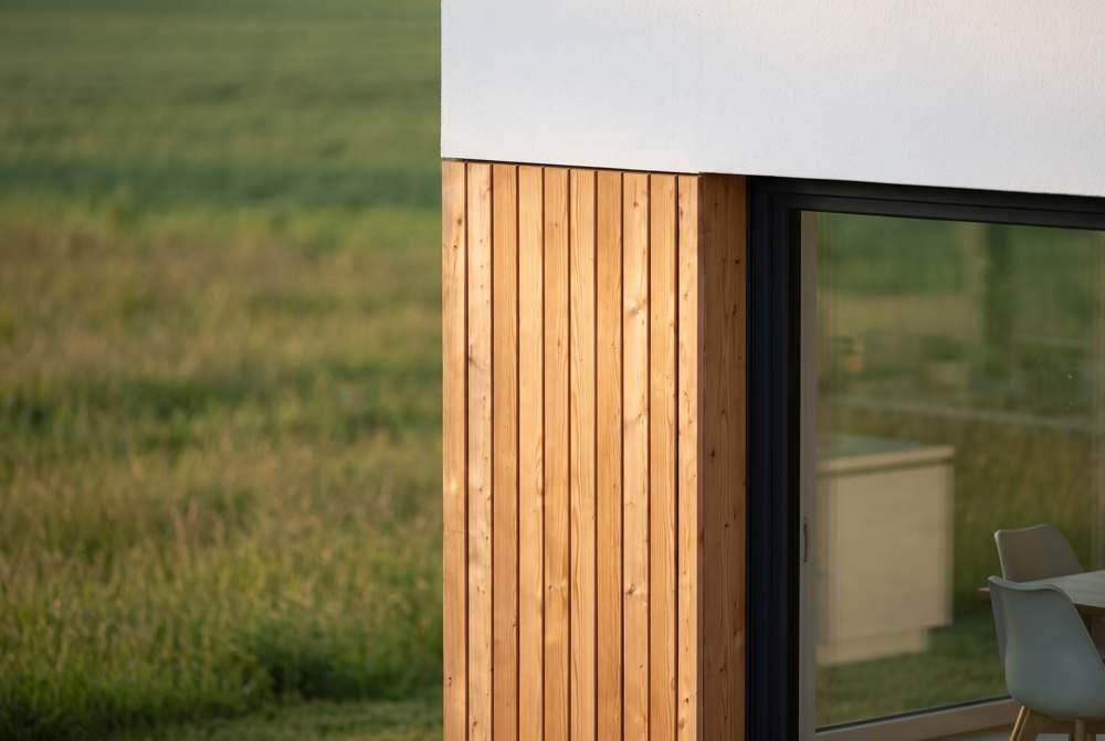 Detailansicht einer Holzfassade