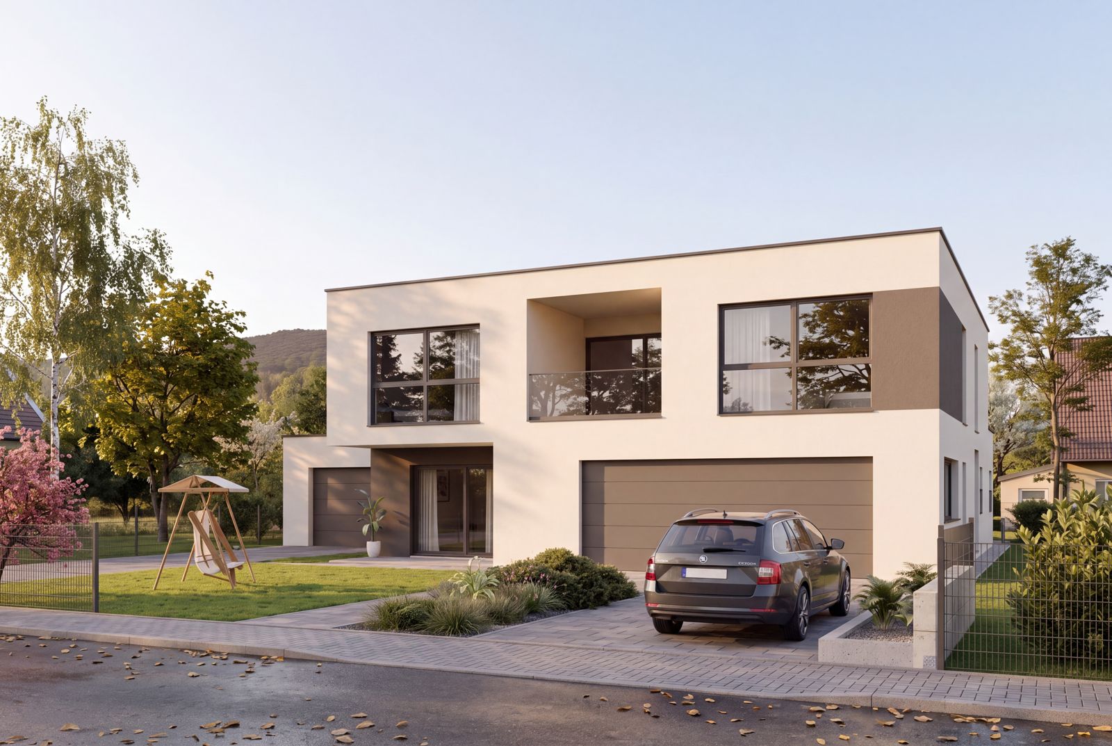 Seven Nova Classic 5, Straßenseite mit Zufahrt und Eingang