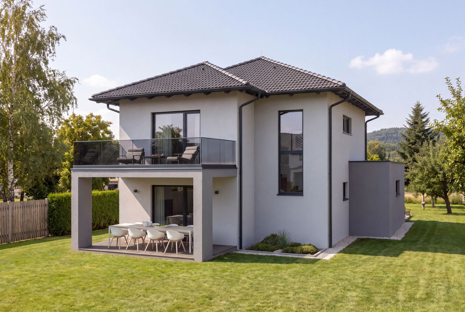 Seven Nova Classic 4, Außenansicht bei Tageslicht, Gartenseite