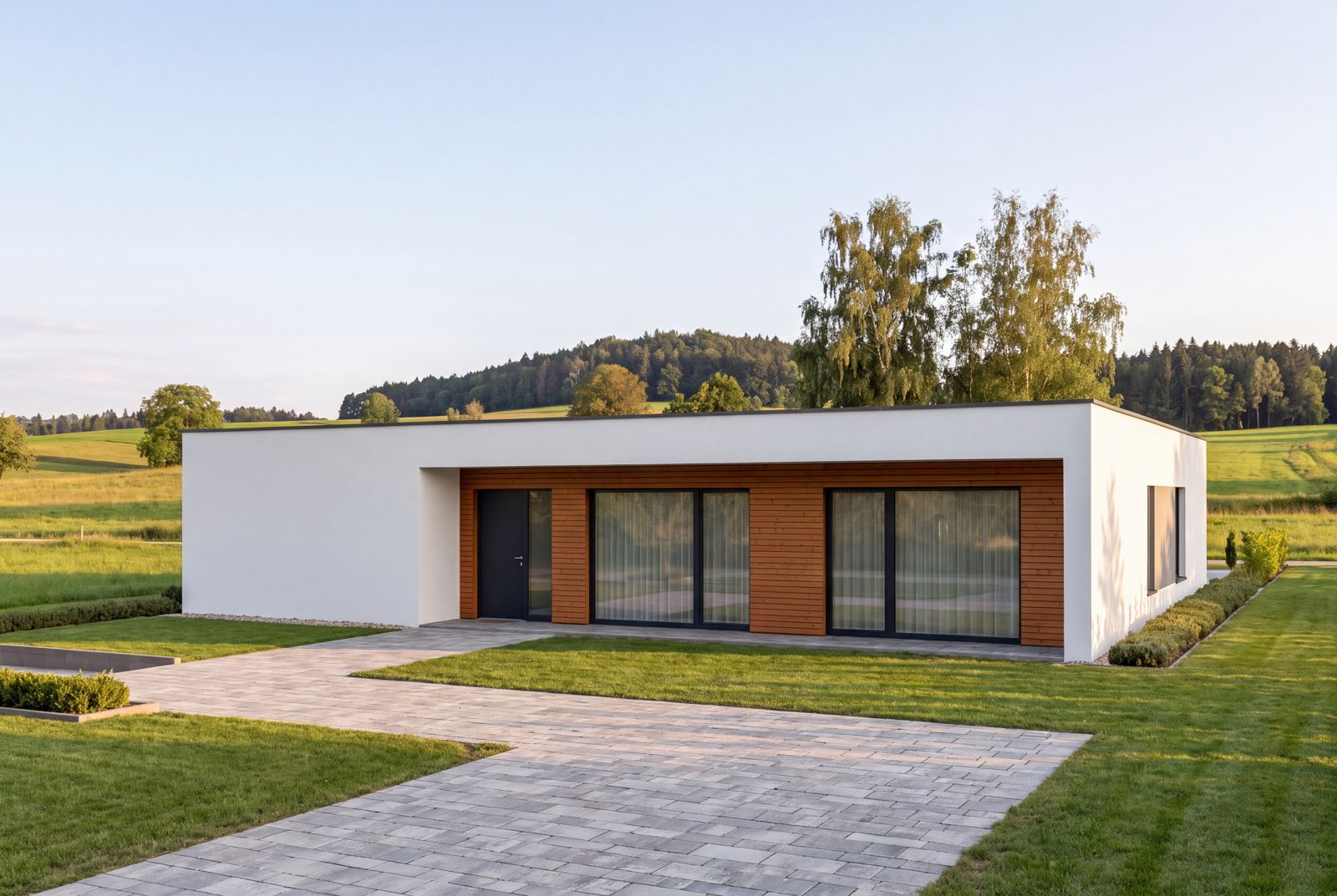 Seven Nova Signature 1, Straßenseite mit Zufahrt und Eingang